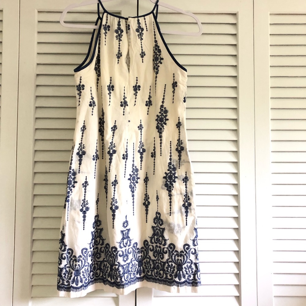 Beautiful Dress with Blue Pattered Stitching